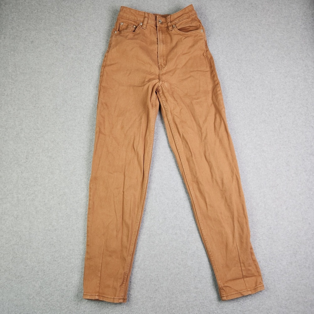 H&M‎ Divided Mom Jeans Womens 2 Cognac Brown Denim High Waisted Y2K Streetwear